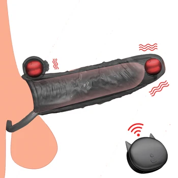 Mandlige Vibrerende Penis Ring Hylster til Penis, Pik Forsinke Ejakulation Udvidelsen Kondomer Dildo Vibrator Voksen Sex Legetøj Sexules