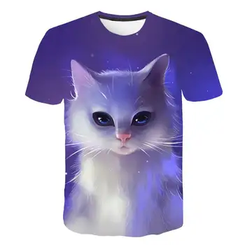 Mange Søde Katte T-Shirts til piger og drenge Årgang Løs T-Shirts Tegnefilm Behagelig T-Shirt Afslappet Harajuku børn, Nye t-shirt