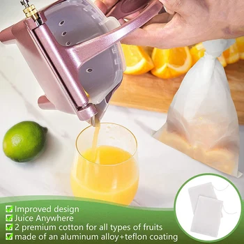 Manuel Frugt Juicer Hånd Tryk Køkken for Appelsin -, Citron -, Hånd Squeezer,Bærbare Frugt Presser Juice Maker med Filterpose