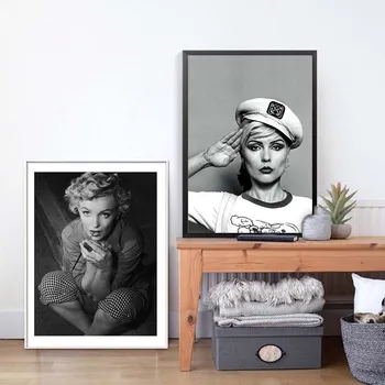 Marilyn Monroe, Audrey Hepburn Væg Kunst Plakat Fashion Kvinder Læber Lærred Maleri Nordiske Sort og Hvid Stue Home Decor