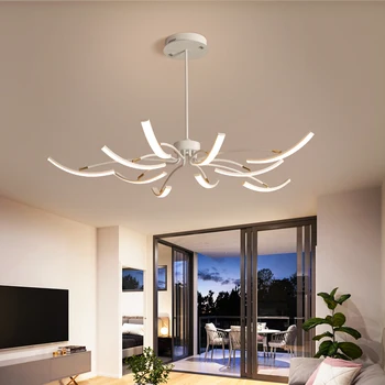 Mat Sort/Hvide LED-Jern Lysekrone Stue, Soveværelse Justerbar Lysekroner Armatur Dæmpbar Indendørs Belysning Loft Lampe