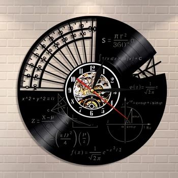 Math Formel Videnskab Dekorativt Vægur Moderne Design Nørd Grafisk Ligning Klasseværelset Vinylplade Hængende Se Læreren Gave
