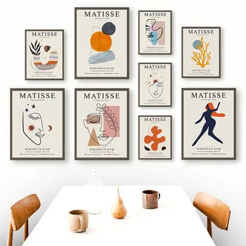 Matisse Mode Abstrakte Pige Linjer Blad Væg Kunst, Lærred Maleri Nordiske Plakater Og Prints Til Stue Indretning Væg Billeder