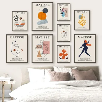 Matisse Mode Abstrakte Pige Linjer Blad Væg Kunst, Lærred Maleri Nordiske Plakater Og Prints Til Stue Indretning Væg Billeder