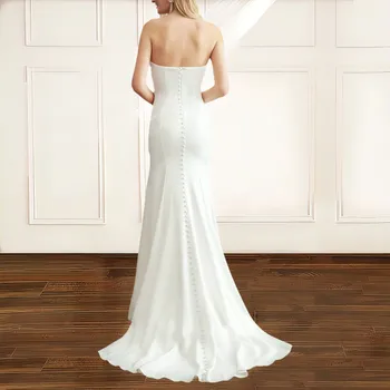 Mermaid Chiffon bryllup kjole ene skulder hvid brude brudekjole skræddersyet bruden kjole Robe de mariage