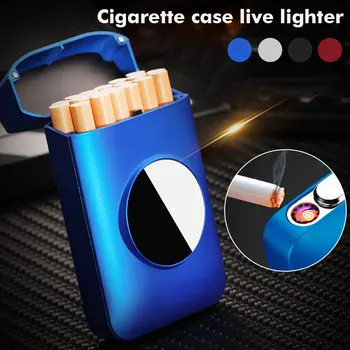 Metal Cigaret Sag Box med USB-Elektrisk Lighter LED Logo Design Tobak Indehaveren Vindtæt Elektroniske Plasma-Bue Lettere Gaver