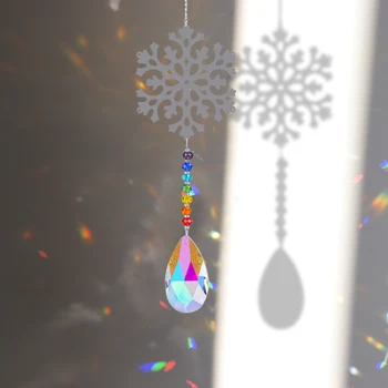 MetalSnowflake Krystal Vedhæng Farverige Perler Hængende Dråbe til Udendørs, Indendørs Have Vinduet Bryllup Lysekrone DIY De