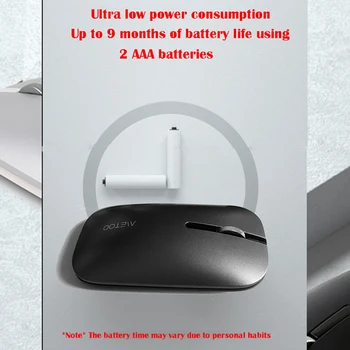 Metoo Trådløse Bluetooth Mouse Mini&Tynd Høj Præcision Optisk Lyd Fra 2,4 GHz Gaming Kontor Mus