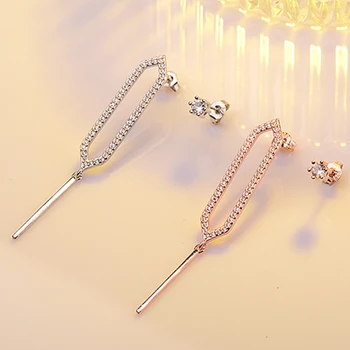MEYRROYU Mode Simple koreanske Zircon Crystal Øreringe af 925 Sterling Sølv Damer Par Party Smykker Øreringe