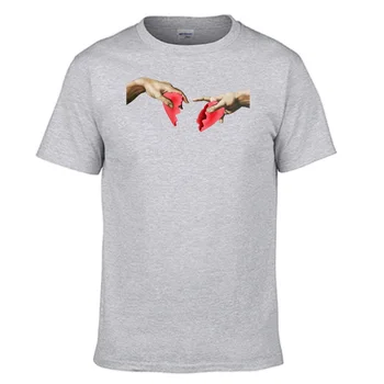 MICHELANGELO Hjerte briste TShirt Mænd T-Shirt Sjove t-shirts 2019 Hipster Sommer Bomuld kortærmet Sort Hvid Løs T-Shirt Top
