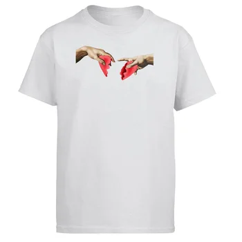 MICHELANGELO Hjerte briste TShirt Mænd T-Shirt Sjove t-shirts 2019 Hipster Sommer Bomuld kortærmet Sort Hvid Løs T-Shirt Top