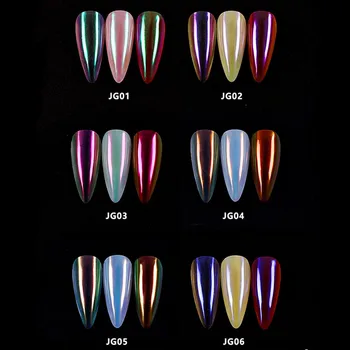 MiFanXi Nail Powder Pude Pen Nordlys Laser Spejl Nail Art Glitter Muticolor Chrome Pulver Dekorationer