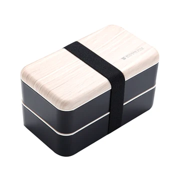 Mikrobølgeovn Dobbelt Lag Frokost Boks Bærbare Bento Box Mikrobølgeovn Varme Mad Container Box med Elastik