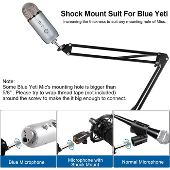 Mikrofon Arm,Mic Stå for Blue Snowball Suspension Boom Scissor Arm Stå,Mic Klip til Streaming,Optagelse,Spil,Osv.