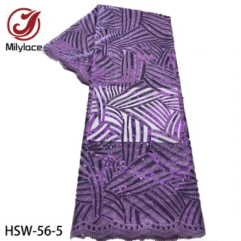 Milylace Høj Kvalitet Nigerianske Tyl Lace Fabrics 2020 Seneste Pailletter Mesh Brud franske Net Blonde Stof 5 M HSW-56