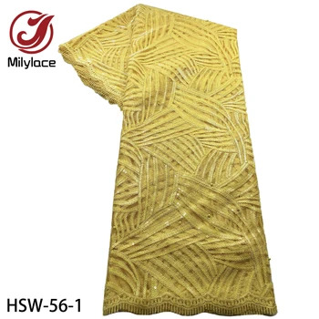 Milylace Høj Kvalitet Nigerianske Tyl Lace Fabrics 2020 Seneste Pailletter Mesh Brud franske Net Blonde Stof 5 M HSW-56