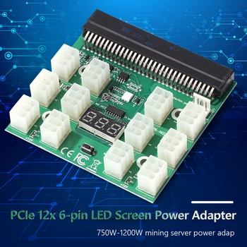 Minedrift 750W-1200W-Server PSU Strømforsyning Breakout yrelsen Adapter med LED-Display 12 Porte, PCI-e 6-Pin til DPS-800GB 1200FB