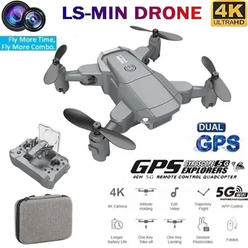 Mini Drone Med 4K Kamera HD Sammenklappelig Droner enkelt-Tast Retur FPV Følg Mig RC Helikopter Quadrocopter Grå WIFI Fly Legetøj