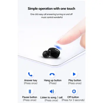 Mini-I-Øret Trådløse Bluetooth-5.0 Øretelefon HiFi Headset Mikrofon Sport Earbuds Håndfri Hovedtelefoner Til Huawei Samsung Iphone