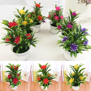 Mini Kunstig Blomst potteplante Lotus Bonsai med Flower Pot bryllupsfest Have Resturant Tabel Indretning, boligindretning