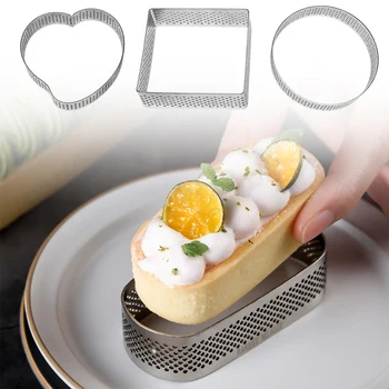 Mini-Mousse Kage Ring i Rustfrit Stål Kage form for DIY Kage Mousse Perforerede Forme Egg Tart Ring Dessert Cookies form Til Køkken