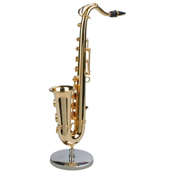 Mini Saxofon musikinstrumenter Forgyldt Håndværk Miniature Saxofon Model Med Metal Stå for boligindretning Ny