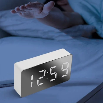 Mini Skrivebord, Vækkeur Digitalt Spejl LED Temperatur USB-natbordet Rejse Ure til Soveværelse, der Bor i Hjemmet Indretning