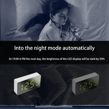 Mini Skrivebord, Vækkeur Digitalt Spejl LED Temperatur USB-natbordet Rejse Ure til Soveværelse, der Bor i Hjemmet Indretning