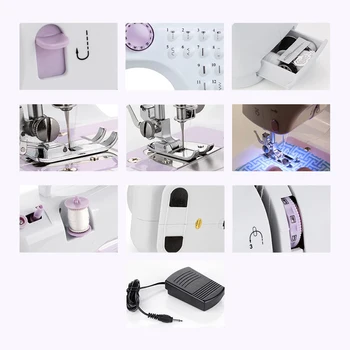 Mini symaskine Bærbare Elektriske symaskine med Dobbelt Hastighed Dobbelt Tråd FØRT til DIY Crafting Reparation Værktøj (US-Stik)