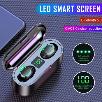 Mini Trådløse Hovedtelefon Bluetooth-kompatible V5.0 TWS Hovedtelefon LED-Display Med Opladning Box Til Android, IOS Telefon
