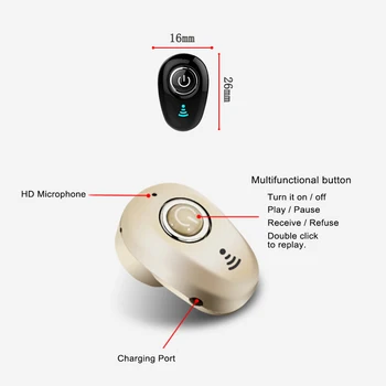 Mini Usynlige Tur Trådløse Hovedtelefoner støjreducerende Bluetooth-Hovedtelefon, Håndfri Stereo Headset TWS Øretelefoner Med Mikrofon