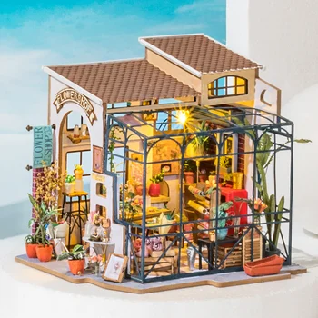 Miniature Hus DIY Dukkehus Glade Hjørne Serie Træ-Miniature dukkehus til Fødselsdag Gave Lille Hus, Have Møbler Sæt
