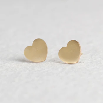 Minimalistisk Guld Farve Rustfrit Stål Små Kærlighed Hjerte Form Stud Øreringe til Kvinder, Piger Glat Geometriske Part koreanske Smykker