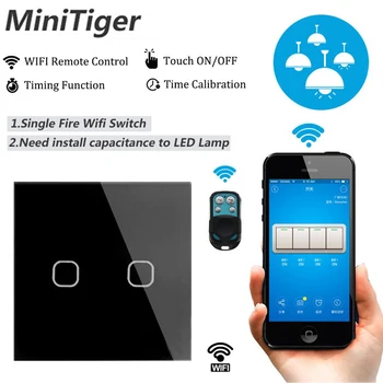 Minitiger EU/UK Smart Wifi væglampe Kontakt kontakt 1 2 Bande Touch/WiFi/433 RF/APP Remote, Smart Hjem Væggen Touch Skift