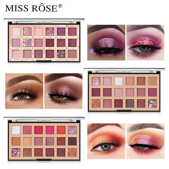 Miss Rose Mat 18 Farve Glitter øjenskygge Spor Let at Farve og Varig