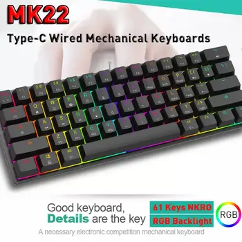 MK22 61 Taster RGB Gaming Mekanisk Tastatur NKRO Skifte BPT-Tasten Cap-Type-C Kabel Mekaniske Tastaturer, Bærbare For Kontor Gaming
