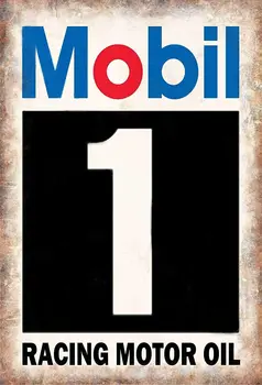 Mobil 1 Racing Motor Olie Retro Vintage Tin Metal Sign Væg Udsmykning til Hjemmet Garage Bar Mand Cave, 8x12 cm/20x30cm
