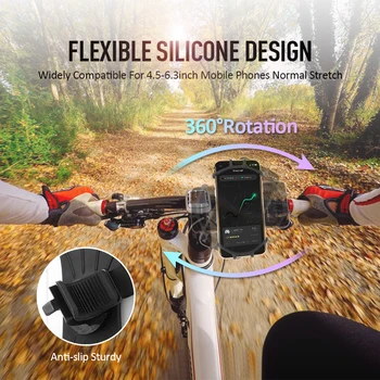 Mobiltelefon Silikone Mount Holder GPS Motorcykel MTB Cykel Cykel 360 Rotation Til IPhone 12 Pro Max For Xiaomi 11 Pro Samsung