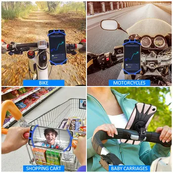 Mobiltelefon Silikone Mount Holder GPS Motorcykel MTB Cykel Cykel 360 Rotation Til IPhone 12 Pro Max For Xiaomi 11 Pro Samsung