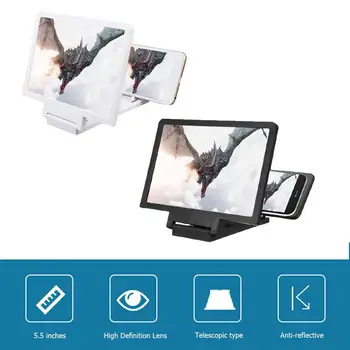 Mobiltelefon Skærm Lup HD-Video Forstærker-Stativ Beslag med Film, Spil Live Forstørrelsesglas Folde Holde Telefonen
