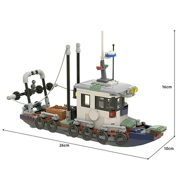 MOC Byen Lille fiskerbåd Samle Model Legetøj Egnet Til Børn Pædagogisk byggesten Udsøgt Form Gaver Byer