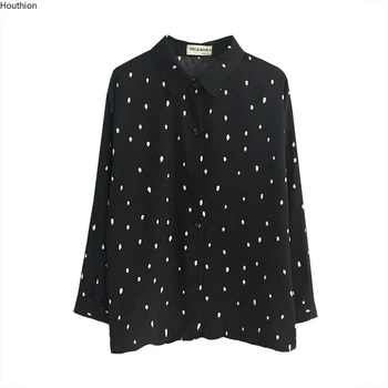 Mode Bluser Kvinders Top koreanske Shirt V-neck Plus Size Knapper Polka Dot Casual Toppe Nye langærmet Bluse