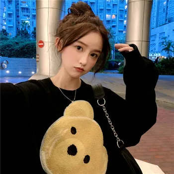 Mode Bære Overdimensionerede Hoodie Sweatshirts Kvinder Koreanske Søde Hoody Streetwear Pige Efteråret Harajuku Toppe Kvindelige Efteråret Hættetrøje
