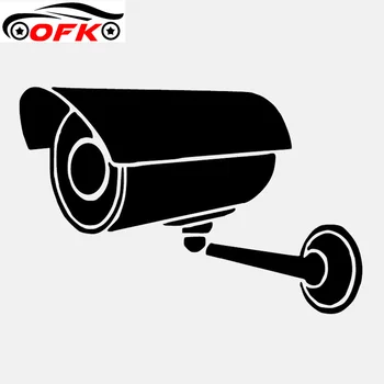 Mode CCTV Kamera Advarsel Vinyl Sort/Sølv Bil Mærkat 13.8 CM*9.1 CM