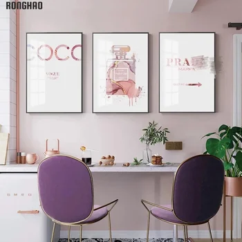 Mode Coco Citater Plakat Print Blomst Kvinde Parfume Væg Kunst, Lærred Maleri Moderne Trendy Billeder til stuen Home Decor