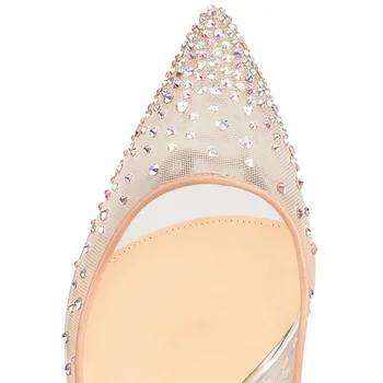 Mode enkelt sko pegede pailletter diamant tynd hæl kvinders sko gaze høje hæle bryllup sko 8cm sko