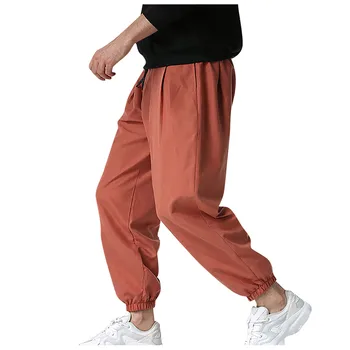 Mode Ensfarvet Snor Sweatpants Bukser Mænd Vintage Baggy Casual Løse Bukser Mandlige Motionsløbere Streetwear