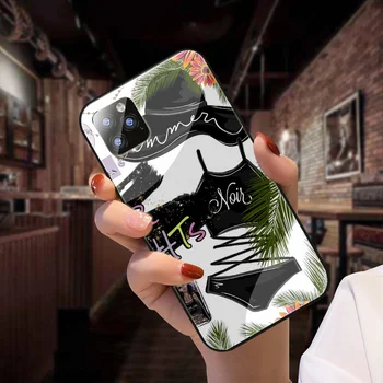Mode girly baggrund kunst Hærdet Glas Phone Case for iphone 11 12 Pro Max Mini X XS ANTAL XR SE 5s 6s 8 7 Plus 6 Capa Sag