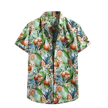 Mode Hot Salg Mænd Hawaii-Blomster-print kortærmet Sommer Beach Style Revers Shirts Ferie Afslappet Komfortabel Mænd Tøj