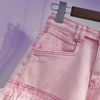 Mode Pink Denim Shorts Kvinder Sexet Grater Højde Talje Jeans Bukser Kvindelige Streetwear Tøj Oversize Lige Shorts Sommer
